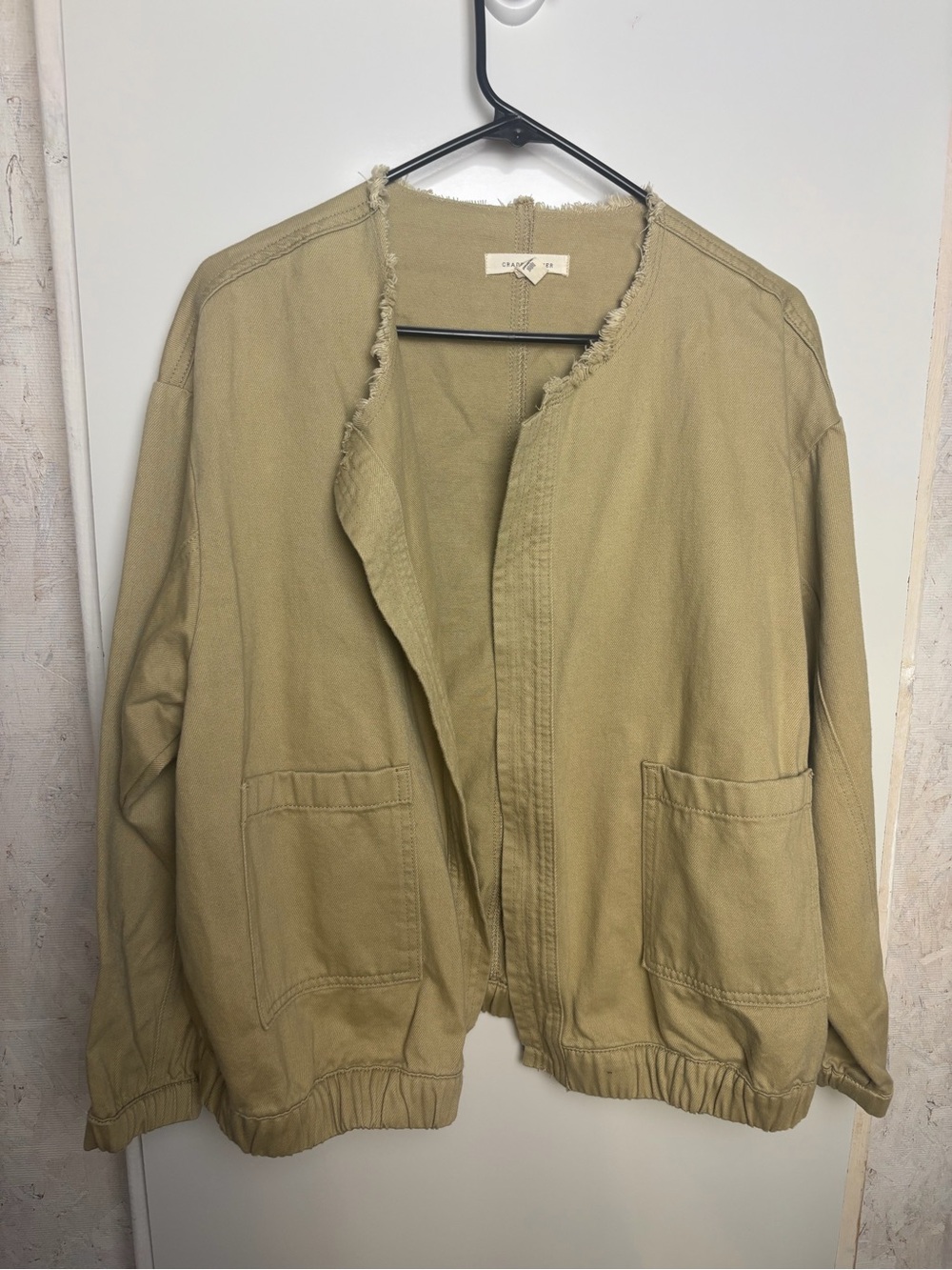 Grade‎ & Gather Women's Open Front Beige Denim Jacket